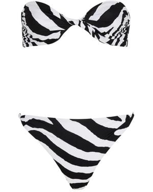 Balmain Badmode ,Zwart ,Tweed Zebra Tweedelig Badpak