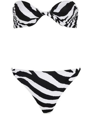 Balmain Zebra Zweiteiliger Badeanzug - Schwarz