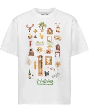 JW Anderson Diorama print weißes t-shirt,t-shirt mit grafikdruck und rundhalsausschnitt