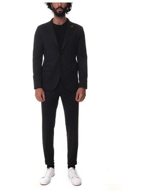 Paoloni Single Breasted Suits - Black