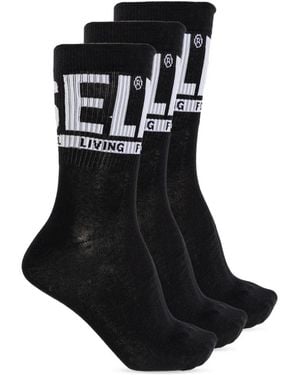 DIESEL | SKM-D-CREW-LIGHT-SOCKS 3PACK SOCKS BLACK 靴下 Men's Three-pack ankle socks with D logo | Black | Diesel
