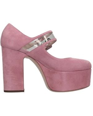 Casadei Schoenen ,Roze ,Leer Suede Pump - Paars