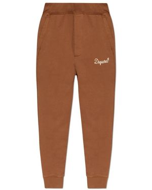 DSquared² Broeken ,Bruin ,Katoen Trainingsbroeken Met Geborduurd Logo