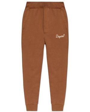 DSquared² Broeken ,Bruin ,Katoen Trainingsbroeken Met Geborduurd Logo
