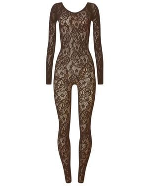 Wolford Jumpsuits & Playsuits ,Bruin ,Wol Jumpsuit Met Grafische Rozenprint
