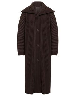 Issey Miyake Single-Breasted Coats - Brown