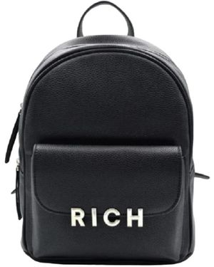 John Richmond Schwarzer rucksack mit silbernem logo