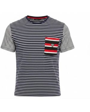 Guess Tops ,Veelkleurig ,Katoen Gestreept T-Shirt - Blauw