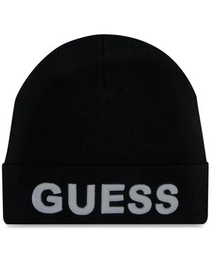 Guess Berretto in lana con logo - nero