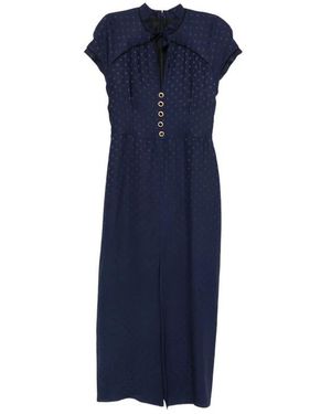 Alessandra Rich Jurk Met Sterrenprint En Strikdetail - Blauw