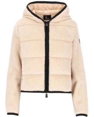 Moncler Fitness ,Polyester Polartec Gevoerde Rits-Sweater - Naturel