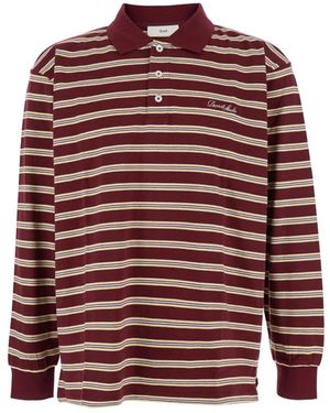 DUNST Gestreepte Bordeaux Trui Met Voorlogo - Rood