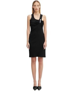 Coperni Kleedjes ,Zwart ,Katoen Washing Clip Rib Jurk