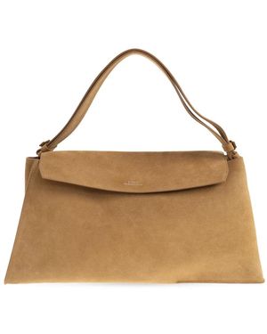 Studio Nicholson Tassen ,Leer Shiboru Suede Schoudertas - Metallic