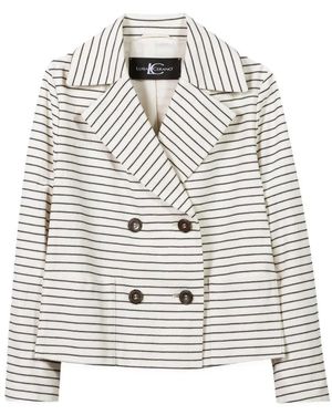 Luisa Cerano Short Double-Breasted Caban Jacket - Wit