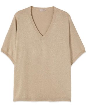 Oltre Lurex Kimono-Style Pullover - Natur