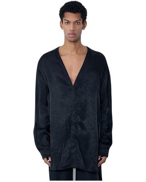 Rick Owens Tops ,Zwart ,Oversized V-Neck Shirt - Blauw