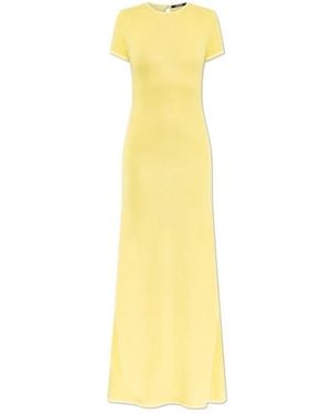 Jacquemus Kleedjes ,Geel ,Polyester Maxi-Jurk Met Korte Mouwen
