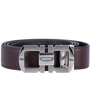 Ferragamo Wendbarer Leder-Gancini-Gürtel - Schwarz