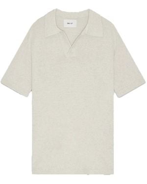 NN07 Gebreide Linnen Polo Met Open Kraag - Wit