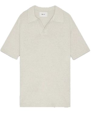 NN07 Gebreide Linnen Polo Met Open Kraag - Wit