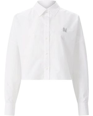 MSGM Cropped Katoenen Shirt - Wit