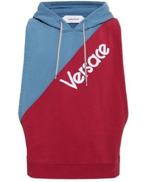 Versace Hoodies & Sweatvesten ,Rood ,Katoen Geborduurde Katoenen Mouwloze Hoodie