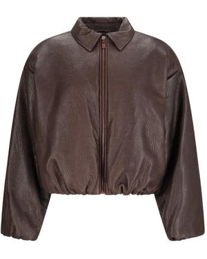 Magda Butrym Jassen ,Bruin ,Leer Leather 09 Jacket