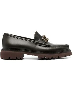 Ferragamo Gancini Chunky Leder Loafers - Schwarz