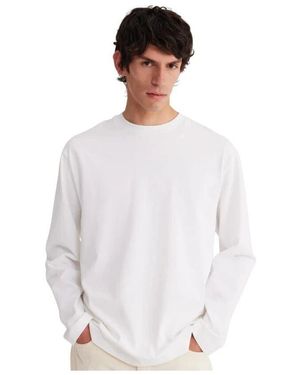 Rohe Weißes übergroßes langarm t-shirt