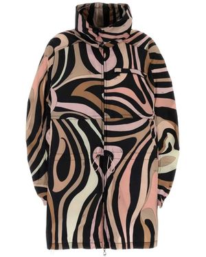 PUCCI Jas Met Marmerprint En Oversized Capuchon - Zwart