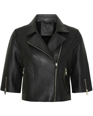 Notyz Zwarte Cropped Jas Met Licht Gouden Accents