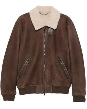 Canali Leather Jackets - Brown