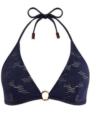 Vilebrequin Badmode ,Blauw ,Triangle Bikini Top Jacquard Fleur Broderie Anglaise