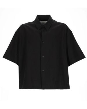 Studio Nicholson Overhemden ,Zwart ,Katoen Sanko Short Sleeve Shirt