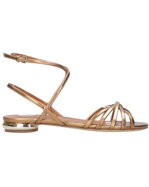 NCUB Schoenen ,Bruin ,Bruine Gelamineerde Sandalen Met Enkelband - Metallic