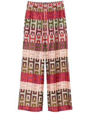 Lorena Antoniazzi Geometrische Seidenhose Roter Elastik