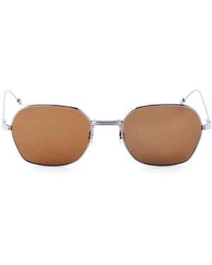 Thom Browne Accessoires ,Grijs ,Titanium Rechthoekige Zonnebril - Bruin
