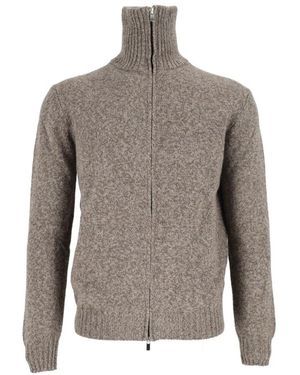 SETTEFILI CASHMERE Giubbino Zip Collo Alto-Gebreid - Grijs