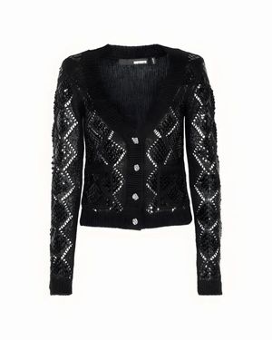 ROTATE BIRGER CHRISTENSEN Cardigan Traforato Con Paillettes - Black