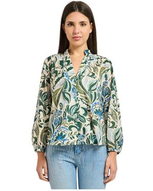 iBlues Overhemden ,Veelkleurig ,Katoen Shirt Met Bloemenprint - Groen