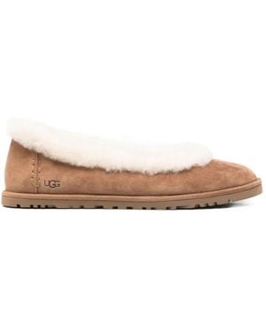 UGG Braune Ballettflats Mit Schaffell-Innensohle - Natur