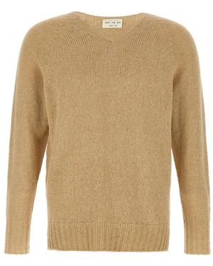 Ma'ry'ya V-Neck Knitwear - Natural