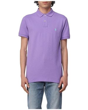 Polo Ralph Lauren Comfortabel Piqué Poloshirt Met Korte Mouwen En Logo-Accent - Paars