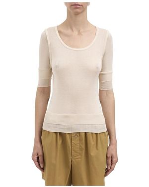 Lemaire Tops ,Wit ,Seamless Trompe L'Oeil Top - Naturel
