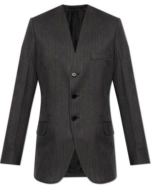 Jil Sander Jassen ,Grijs ,Wol Blazer Met Visgraatpatroon - Zwart