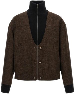 Maison Margiela Jassen ,Bruin ,Wol Visgraat Wol Bomberjack - Zwart