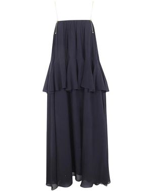 Chloé Mouwmloze Lange Jurk - Blauw