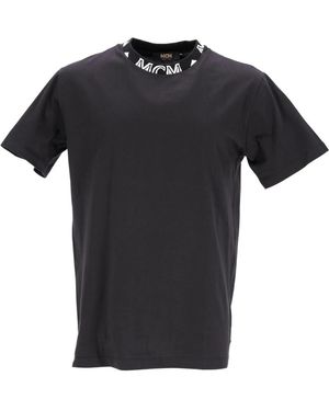 MCM Tops ,Zwart ,Logo Collar T-Shirt