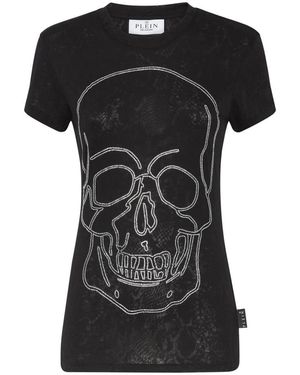 Philipp Plein T-Shirt Ronde Hals Pure Fit Skull - Zwart